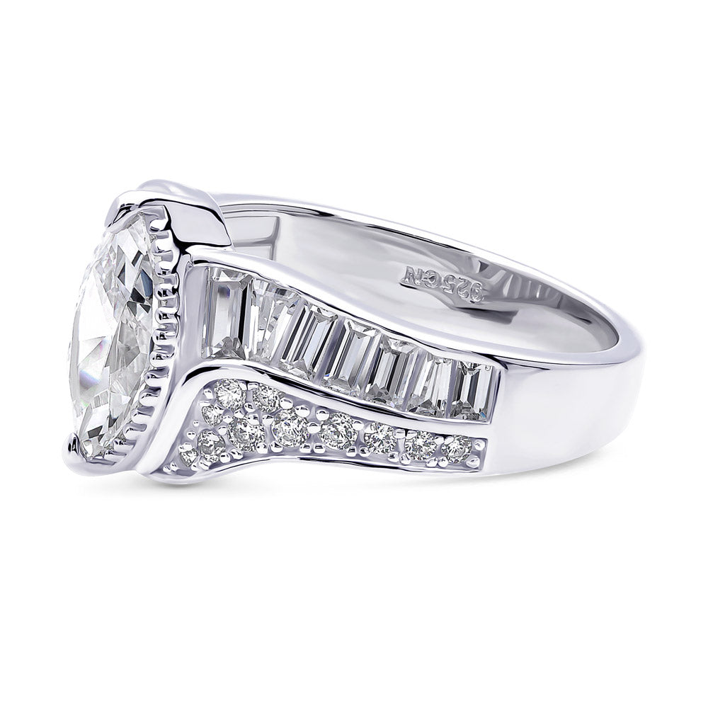 Angle view of Halo Woven Art Deco Marquise CZ Ring in Sterling Silver, 5 of 10