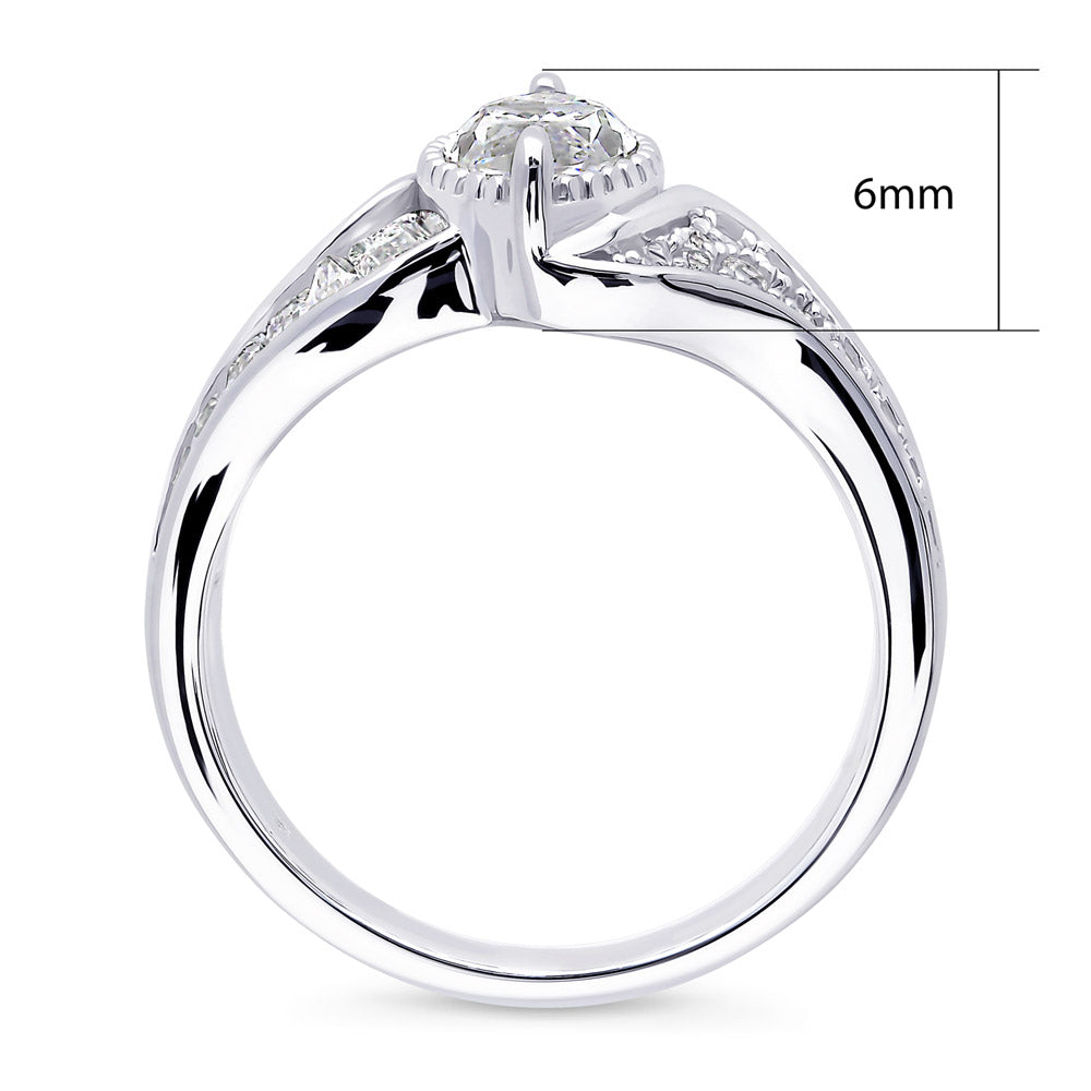 Halo Woven Art Deco Marquise CZ Ring in Sterling Silver