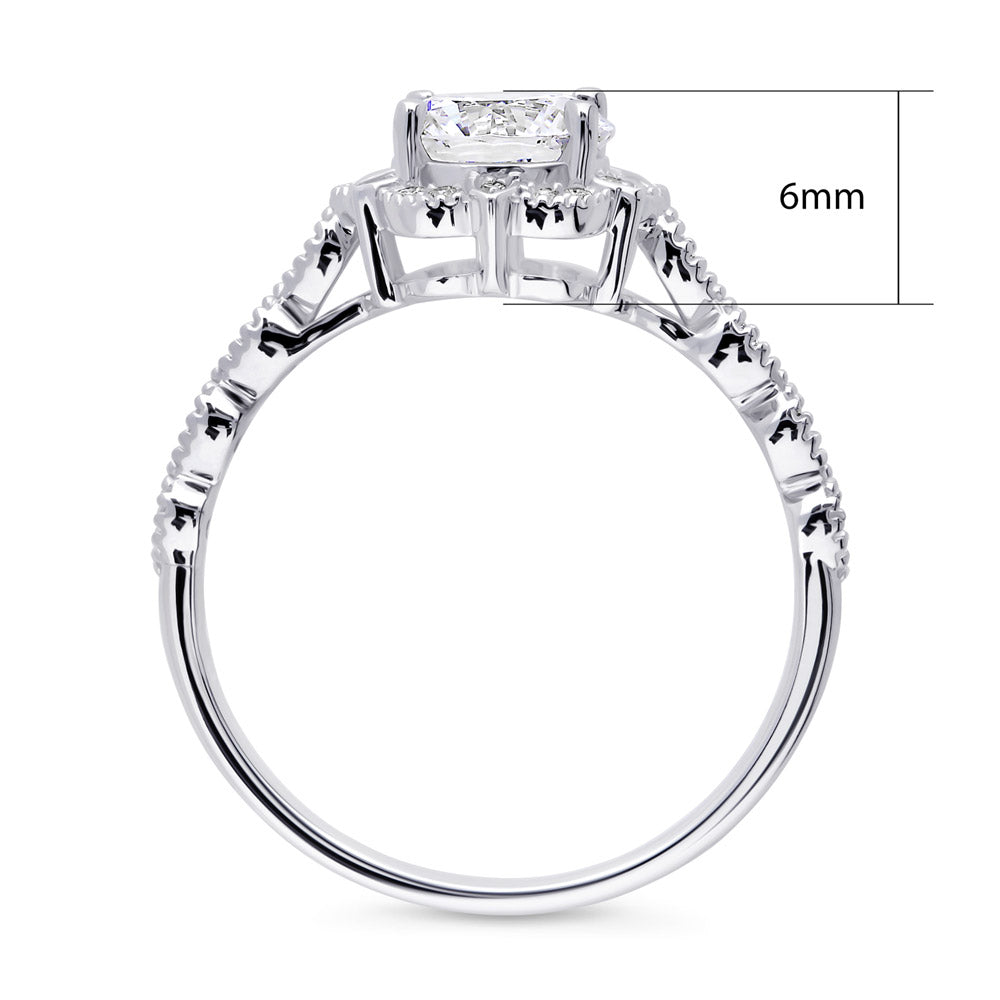 Alternate view of Halo Flower CZ Ring in Sterling Silver, 8 of 14