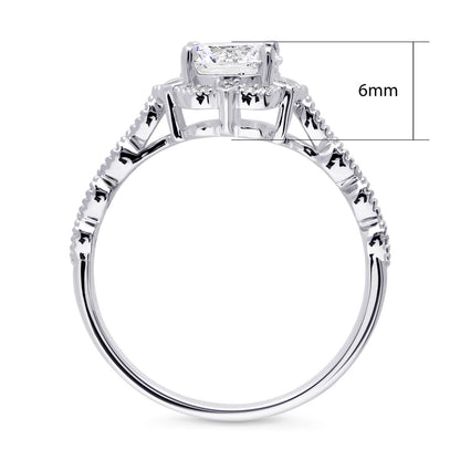 Halo Flower CZ Ring in Sterling Silver