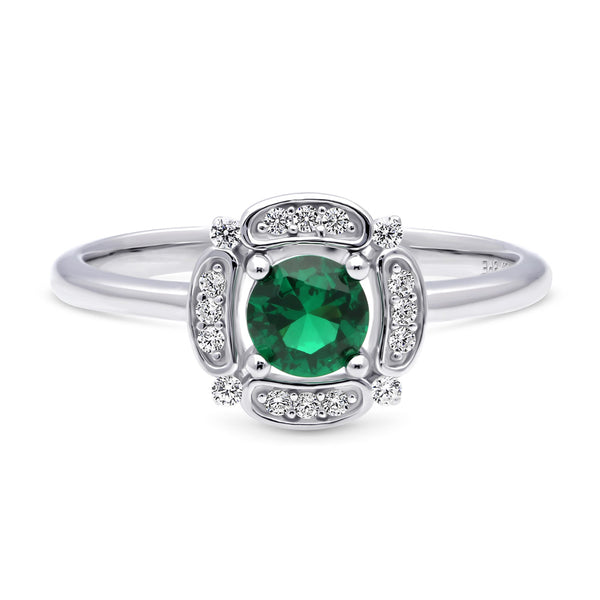 ヘレンシア リザーピアス シルバー Silver Halo Flower Green Cubic Zirconia CZ Fashion Ring