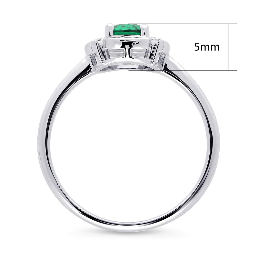 Alternate view of Halo Flower Green CZ Ring in Sterling Silver, 8 of 10