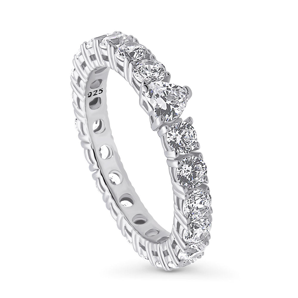 Front view of Solitaire 0.25ct Heart CZ Ring in Sterling Silver, 4 of 10