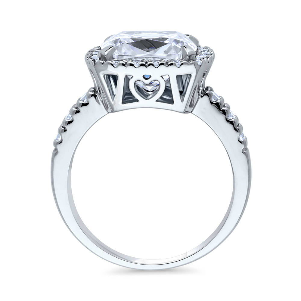 Alternate view of Halo Cushion Cut CZ Ring in Sterling Silver, 8 of 13