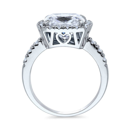 Halo Cushion Cut CZ Ring in Sterling Silver