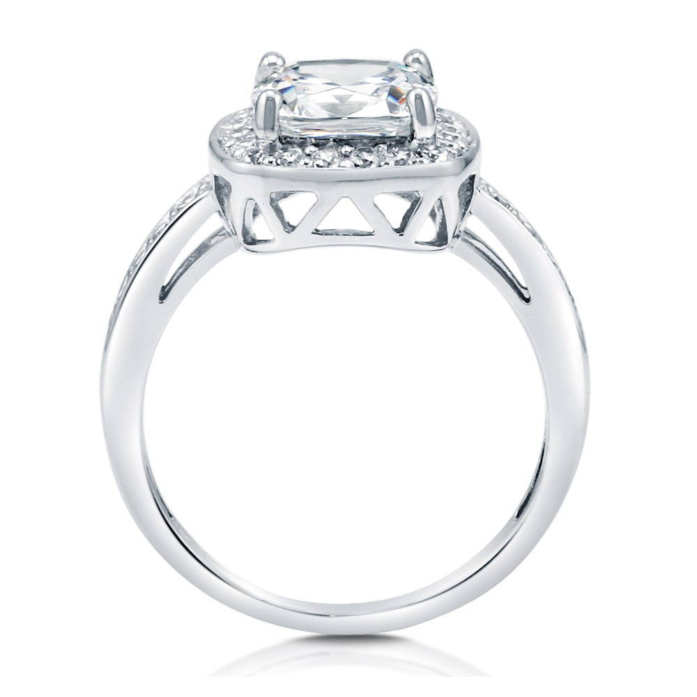 Alternate view of Halo Cushion CZ Ring in Sterling Silver, 8 of 10