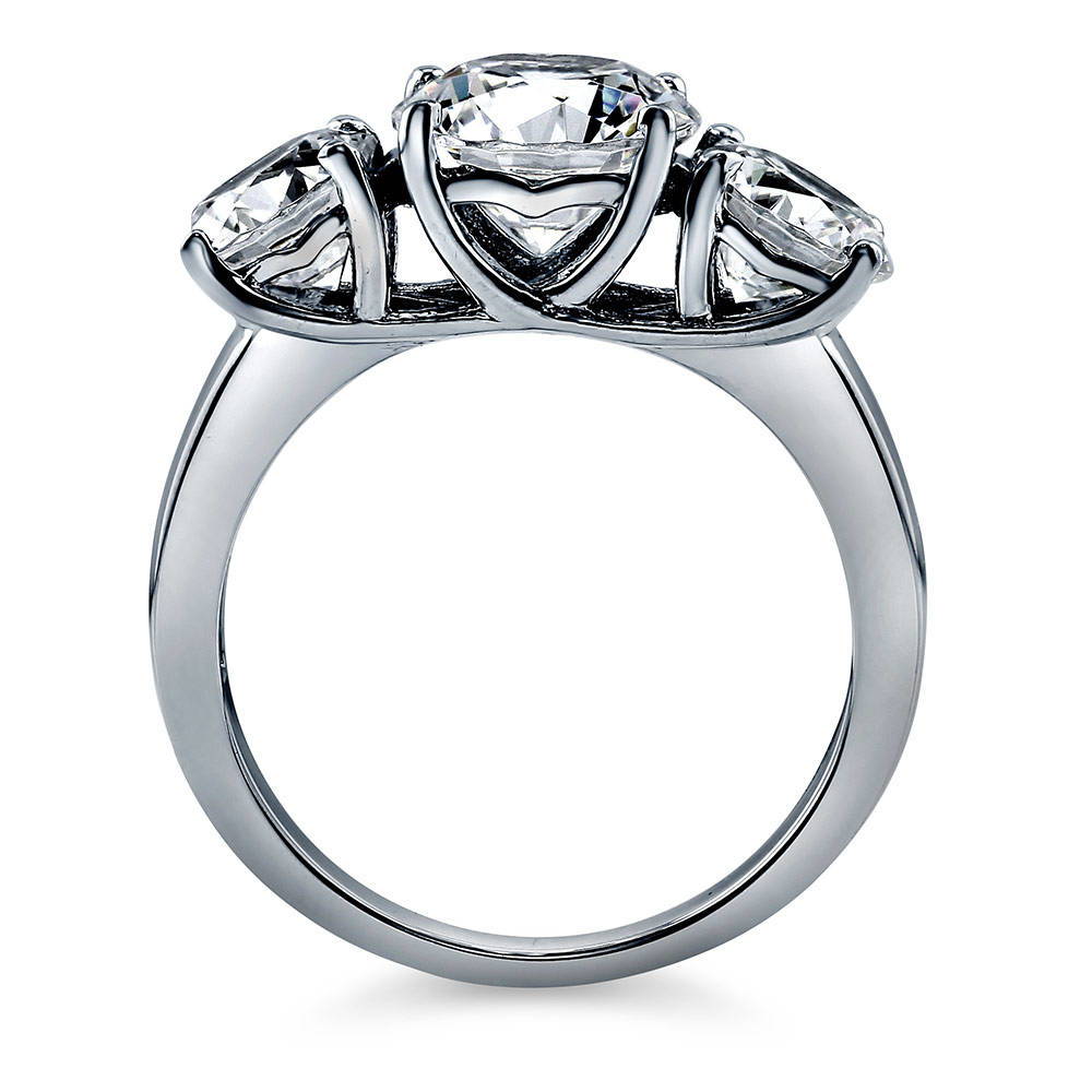 Alternate view of 3-Stone Round CZ Ring in Sterling Silver, 6 of 12