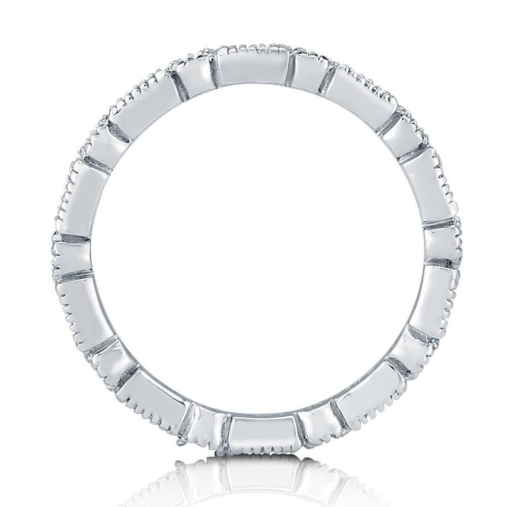 Angle view of Art Deco Bezel CZ Eternity Ring in Sterling Silver, 5 of 7