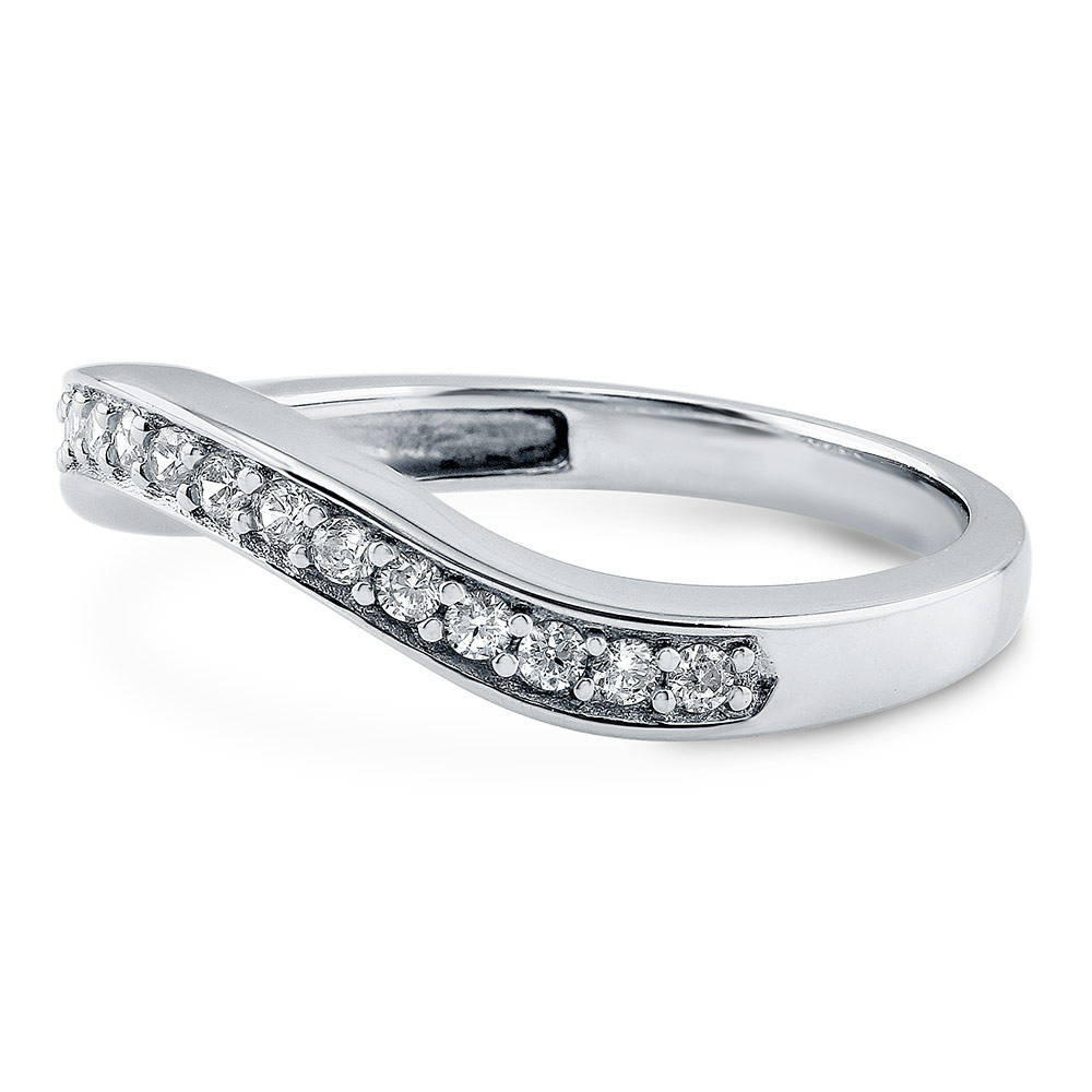 Angle view of Pave CZ Eternity Ring in Sterling Silver, 5 of 9