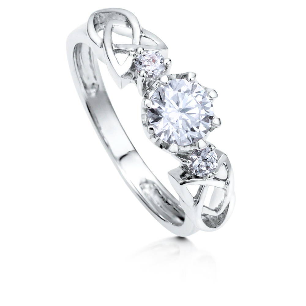 3-Stone Celtic Knot 0.8ct CZ Ring in Sterling Silver, 4 of 10