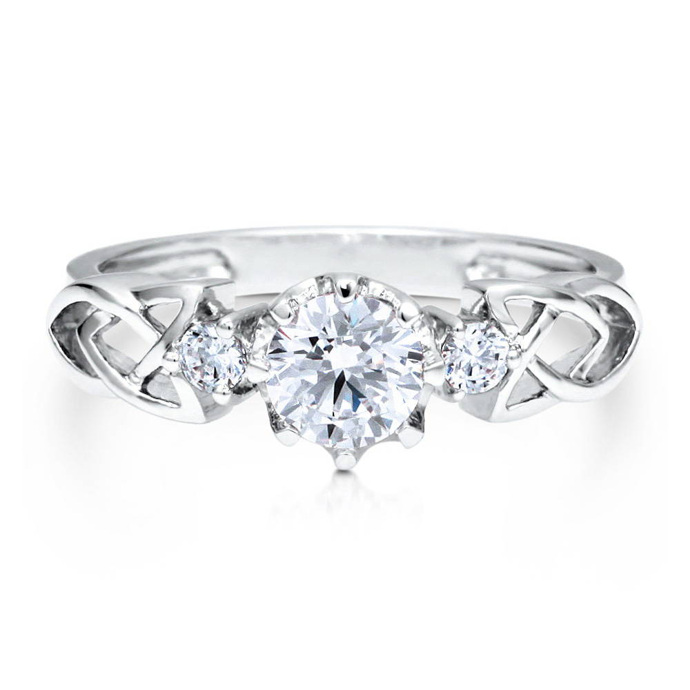 3-Stone Celtic Knot 0.8ct CZ Ring in Sterling Silver