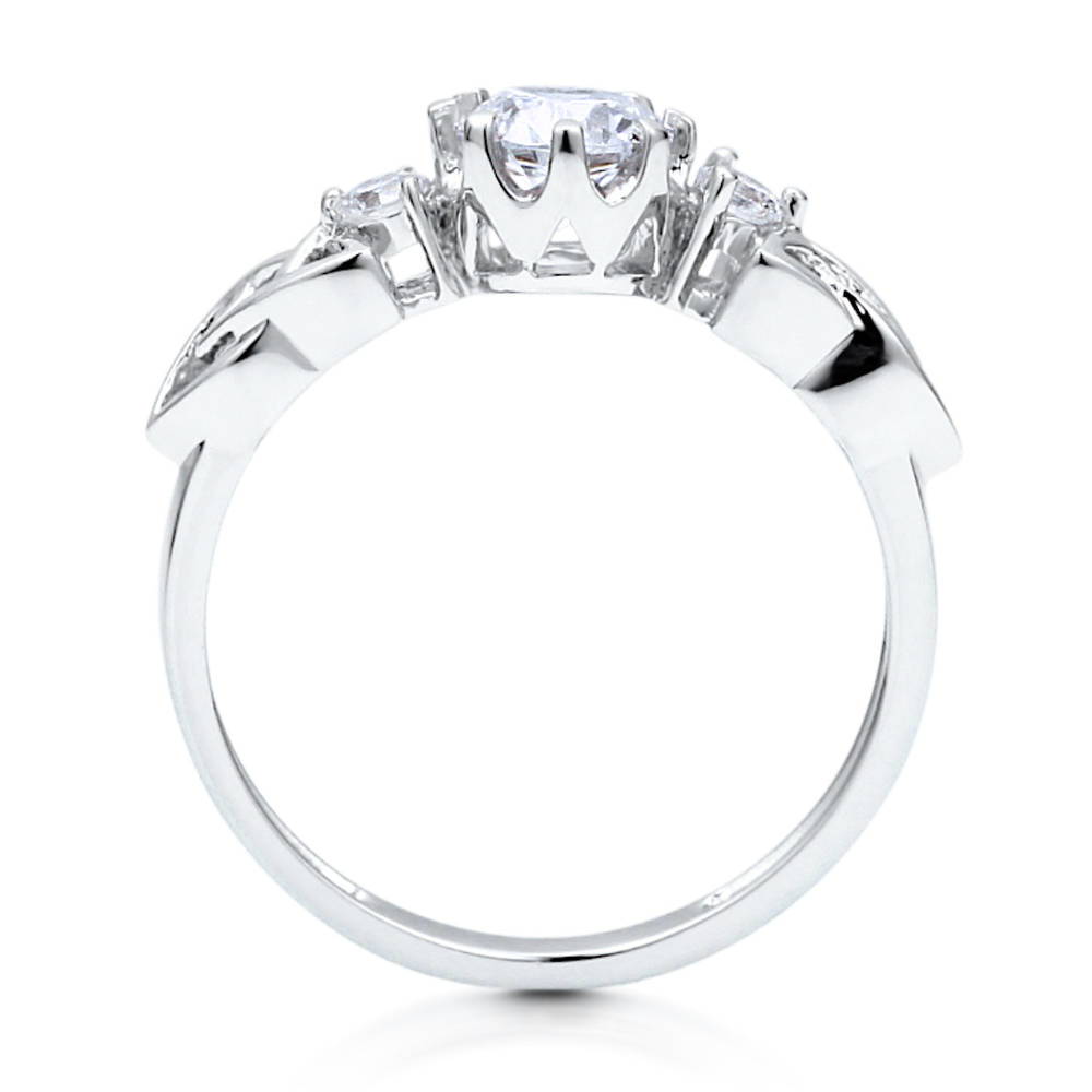 Alternate view of 3-Stone Celtic Knot 0.8ct CZ Ring in Sterling Silver, 8 of 10