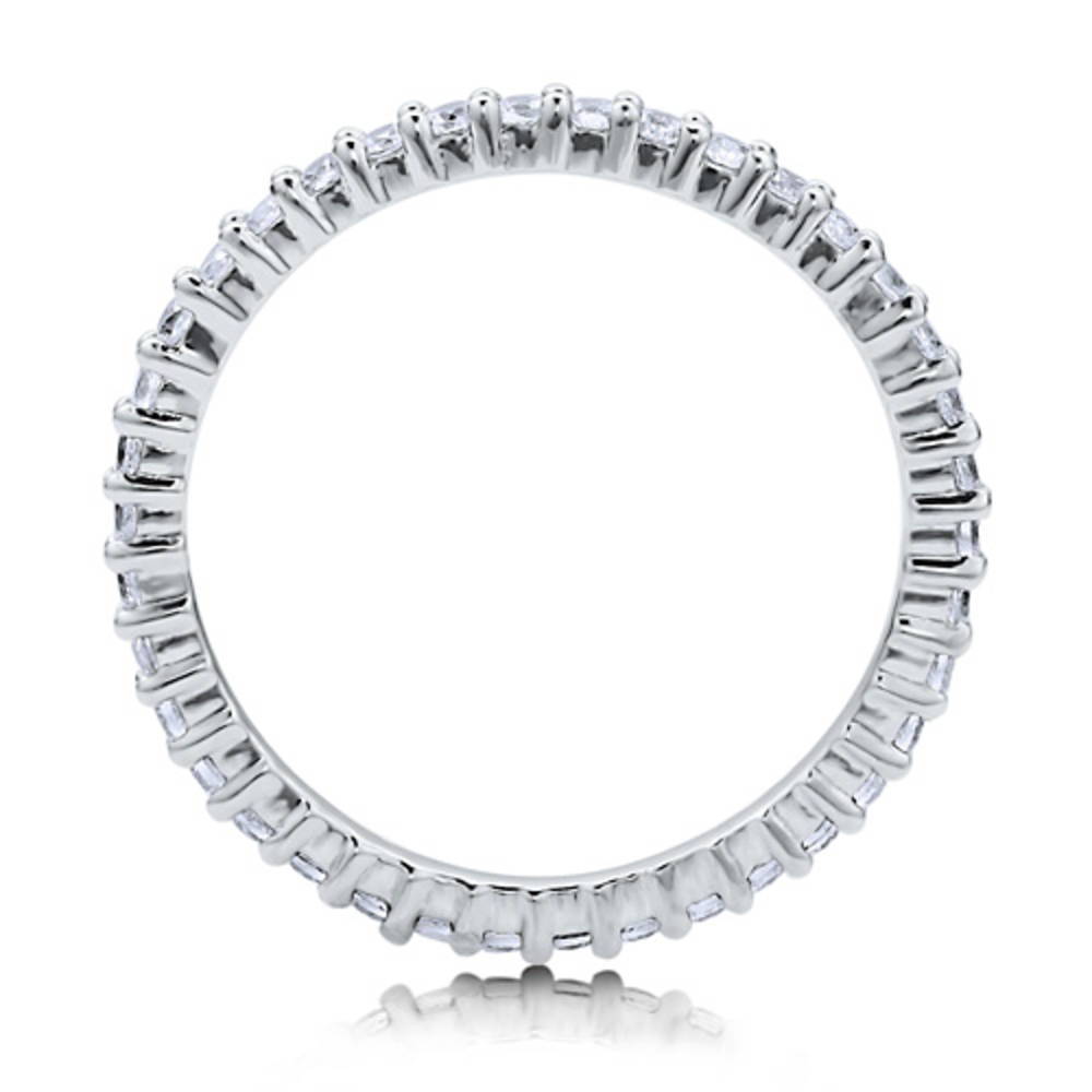 Angle view of Pave CZ Eternity Ring in Sterling Silver, 5 of 10