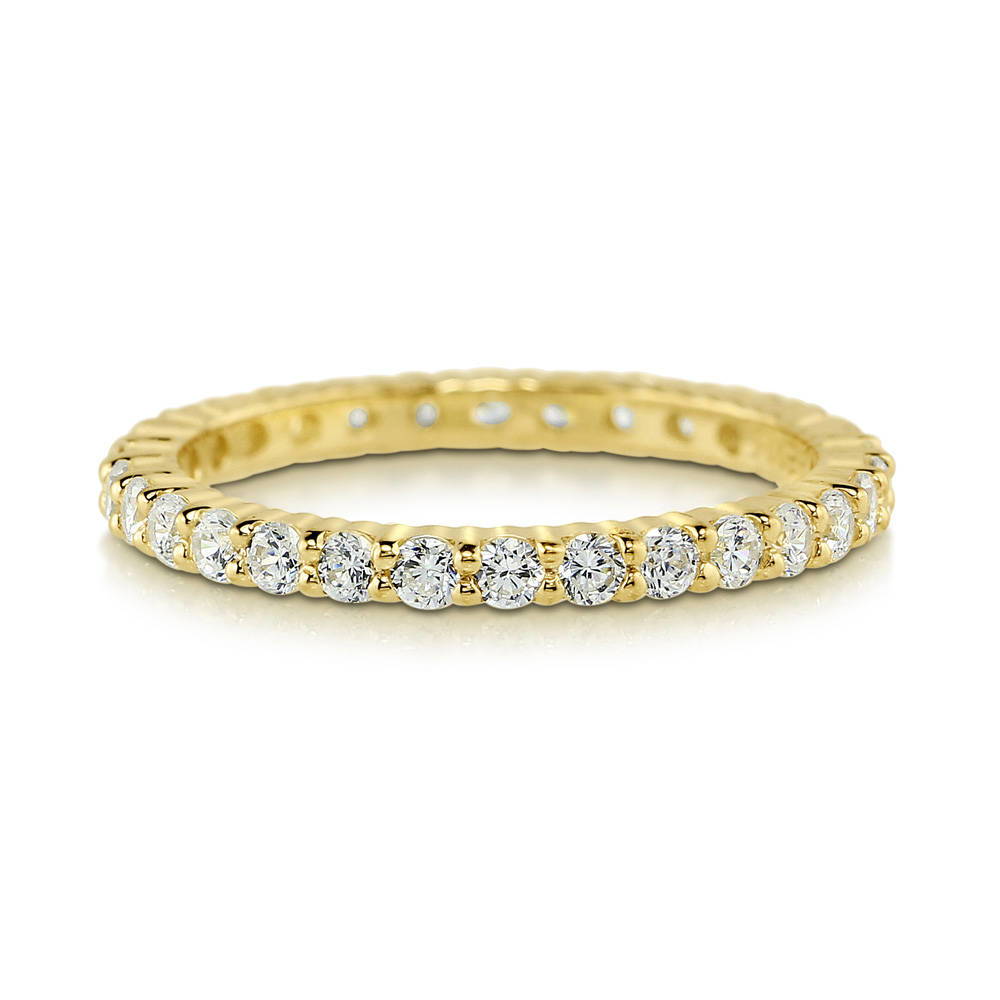 Pave Set CZ Eternity Ring in Gold Flashed Sterling Silver, 1 of 7