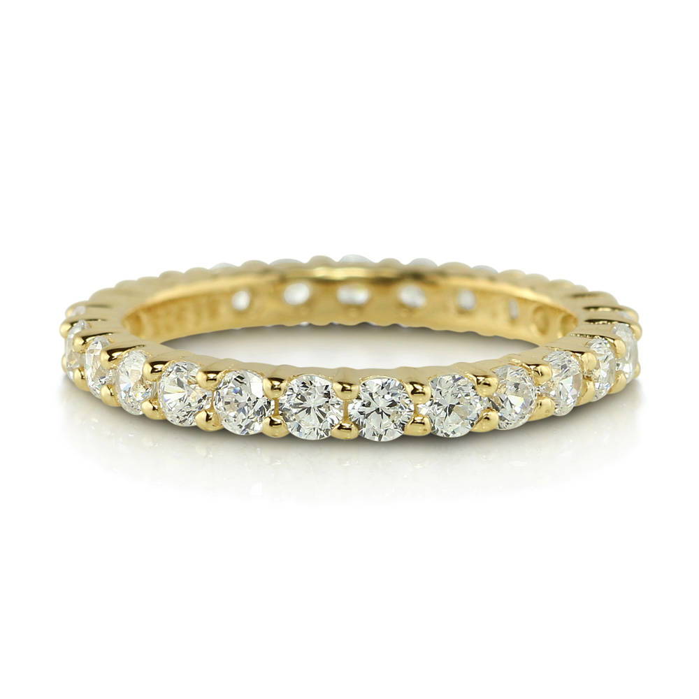 Pave Set CZ Eternity Ring in Gold Flashed Sterling Silver, 1 of 10