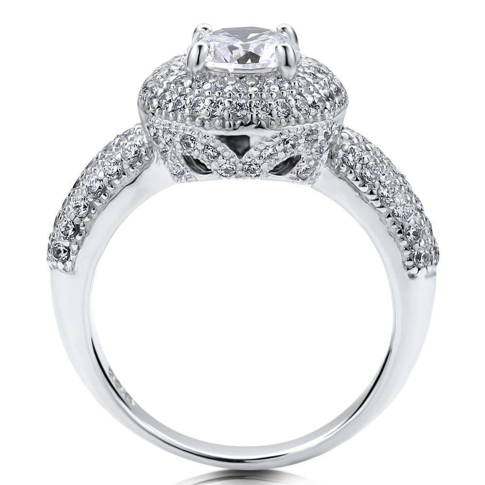 Alternate view of Halo CZ Ring in Sterling Silver, 5 of 6