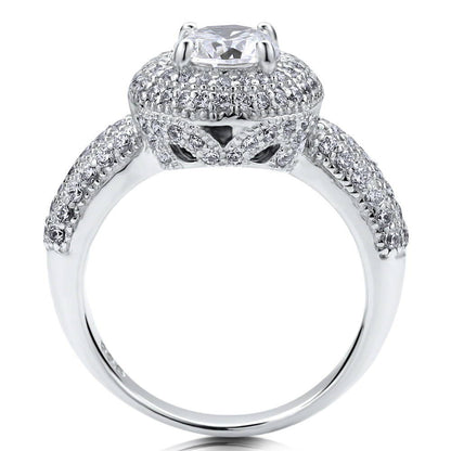 Halo CZ Ring in Sterling Silver