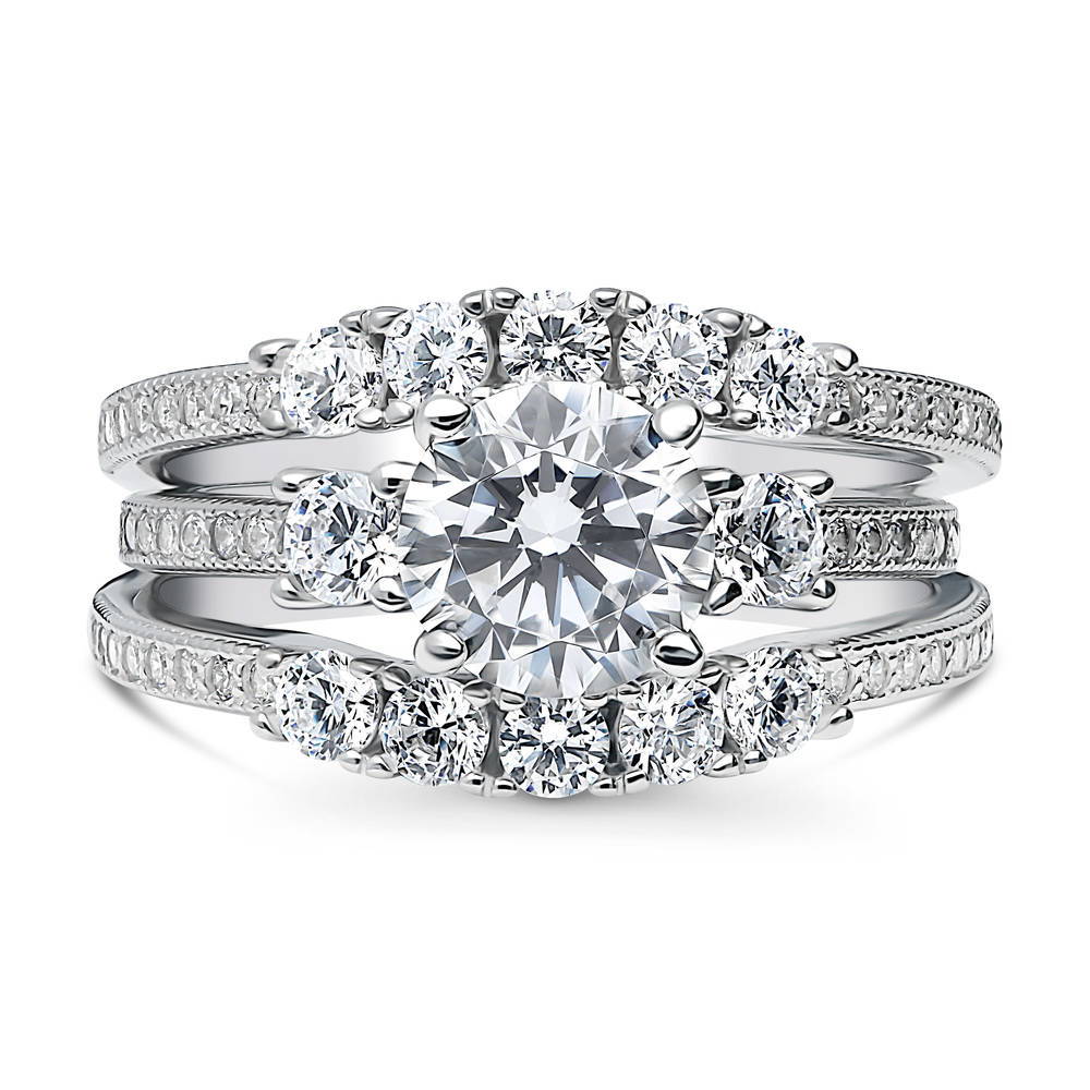 3-Stone 5-Stone 1.25ct CZ Ring Set in Sterling Silver, 1 of 18