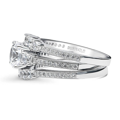 3-Stone 5-Stone 1.25ct CZ Ring Set in Sterling Silver