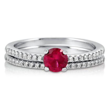 Solitaire 0.45ct Red CZ Ring Set in Sterling Silver