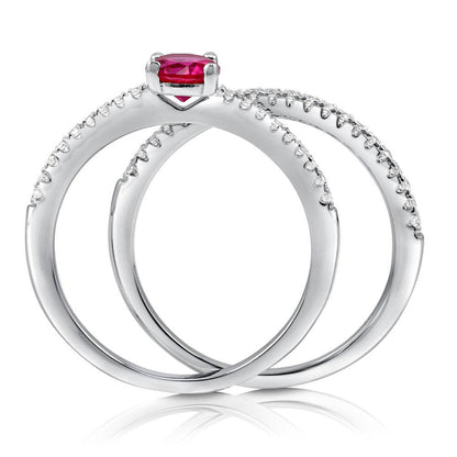 Solitaire 0.45ct Red CZ Ring Set in Sterling Silver