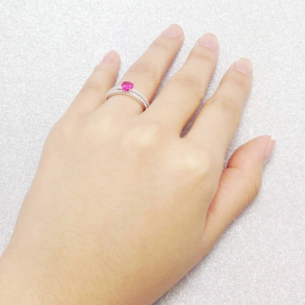 Solitaire 0.45ct Red CZ Ring Set in Sterling Silver, 5 of 6