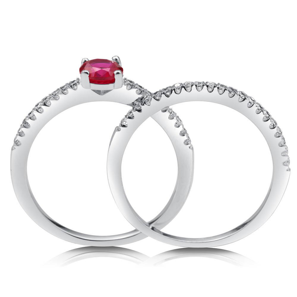 Alternate view of Solitaire 0.45ct Ruby-Red CZ Ring Set in Sterling Silver, 4 of 6