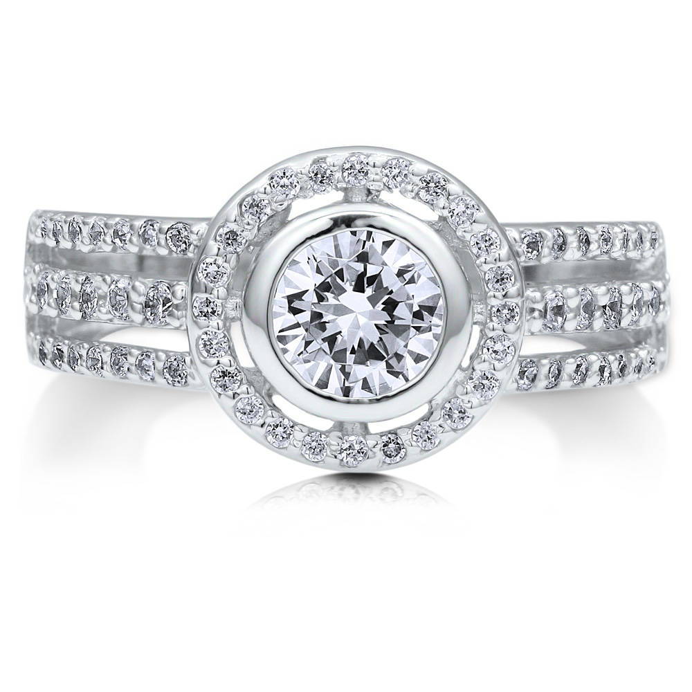 Halo CZ Ring in Sterling Silver, 1 of 6