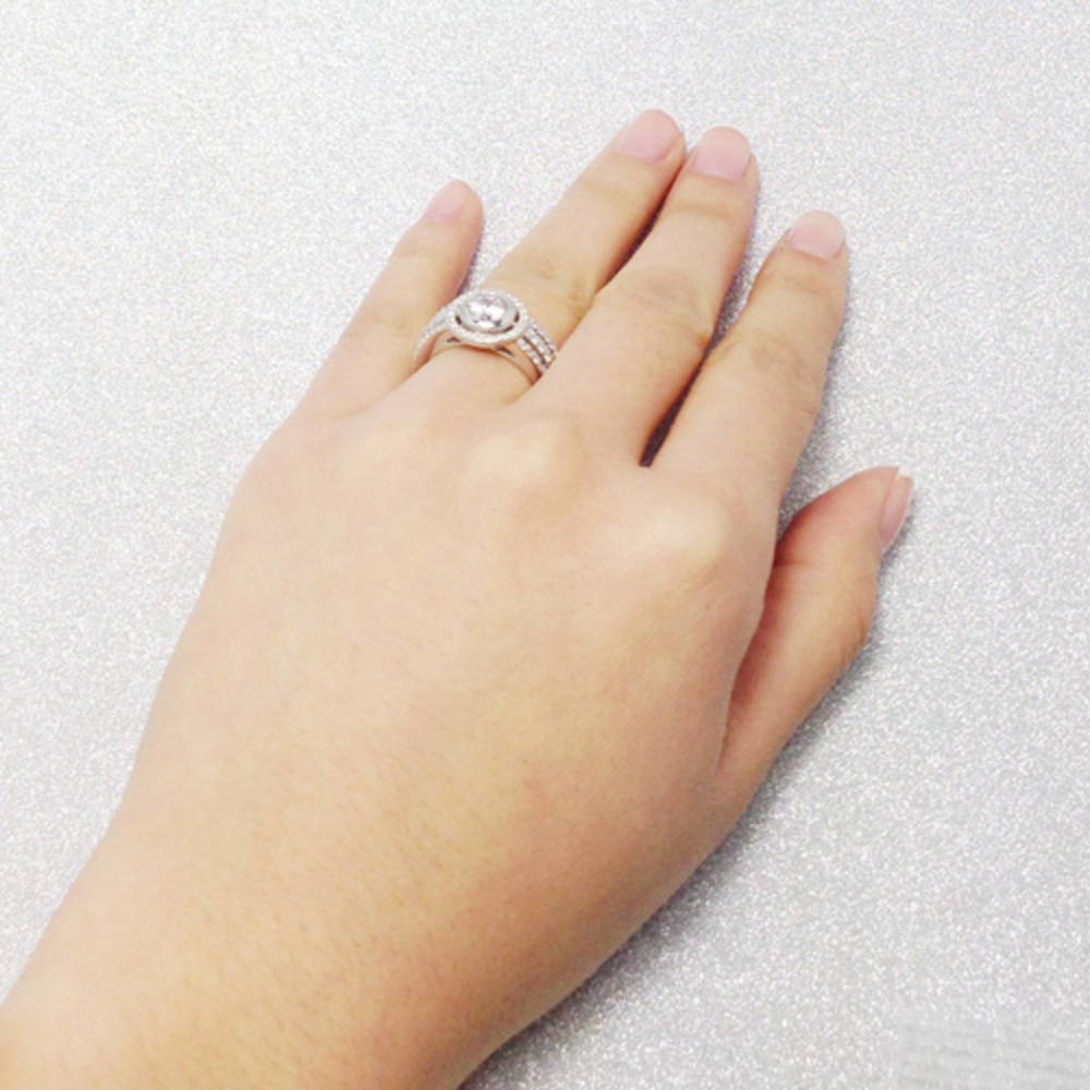 Halo CZ Ring in Sterling Silver, 5 of 6