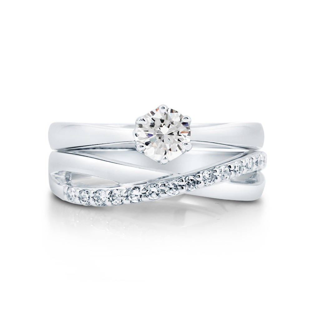 Criss Cross Infinity CZ Ring Set in Sterling Silver, 1 of 12