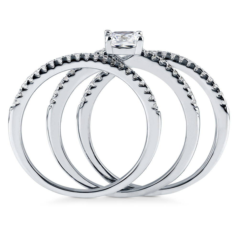 Alternate view of Solitaire 0.6ct Cushion CZ Ring Set in Sterling Silver, 8 of 10