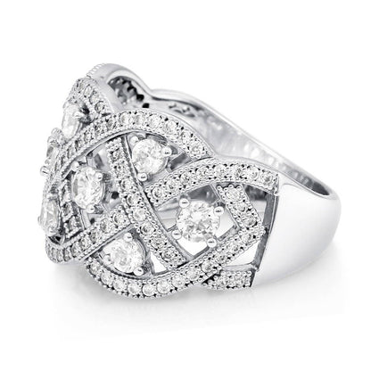 Woven Art Deco CZ Ring in Sterling Silver