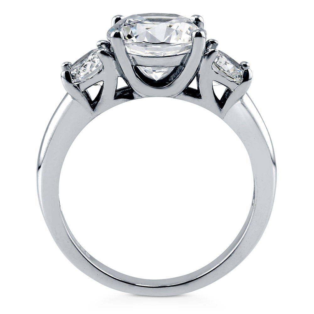 Alternate view of 3-Stone Round CZ Ring in Sterling Silver, 7 of 10