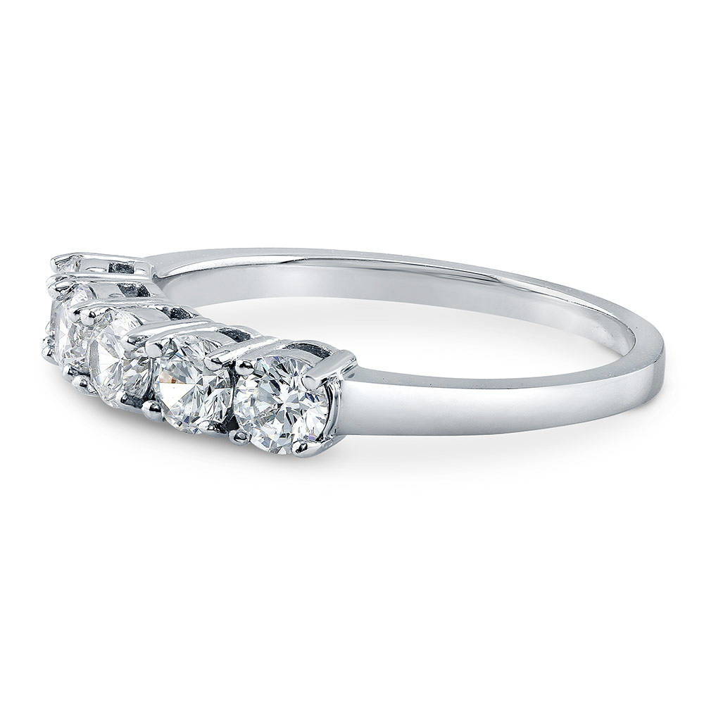 Angle view of 5-Stone CZ Ring in Sterling Silver, 4 of 6