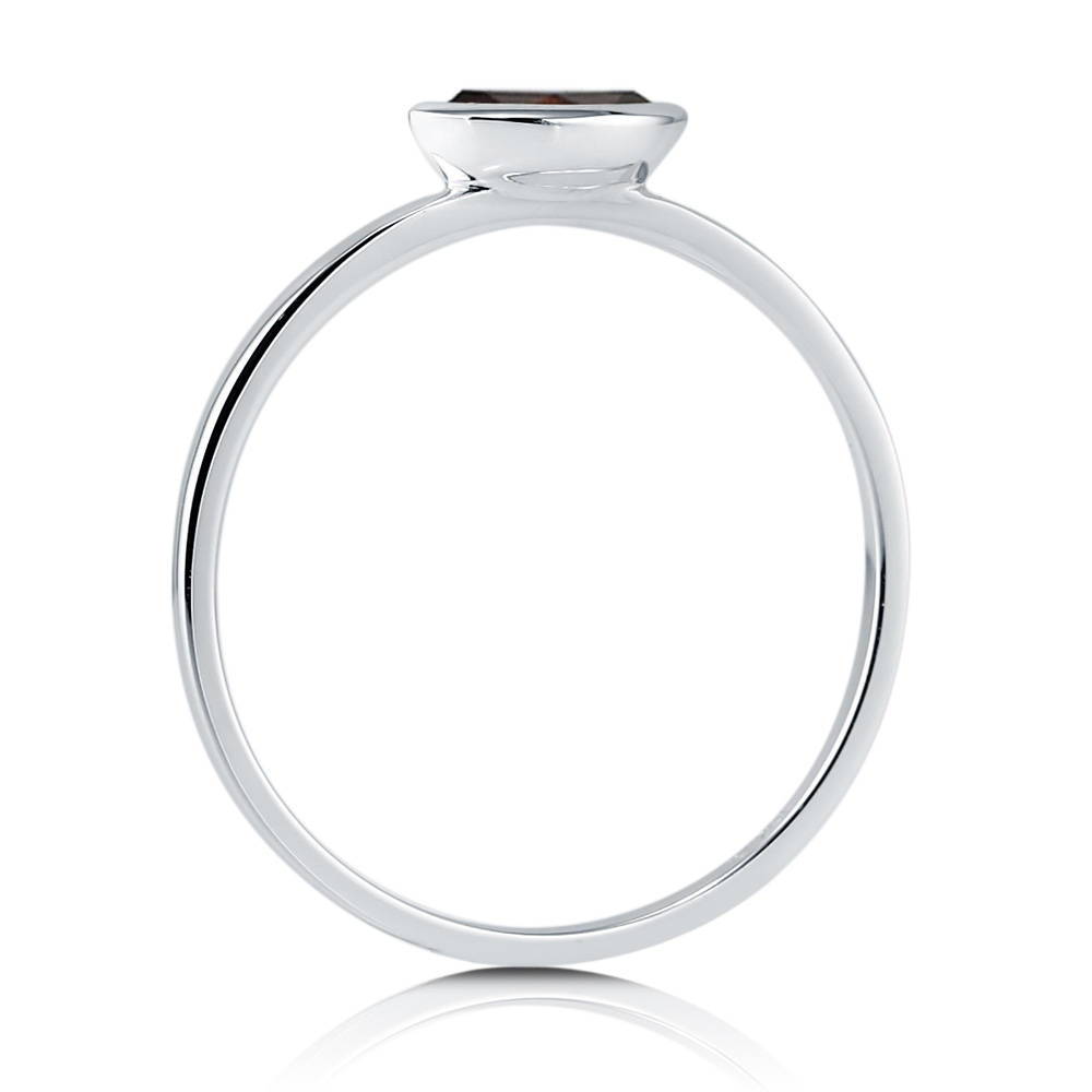 Solitaire Bezel Set Marquise Garnet Ring in 10K White Gold