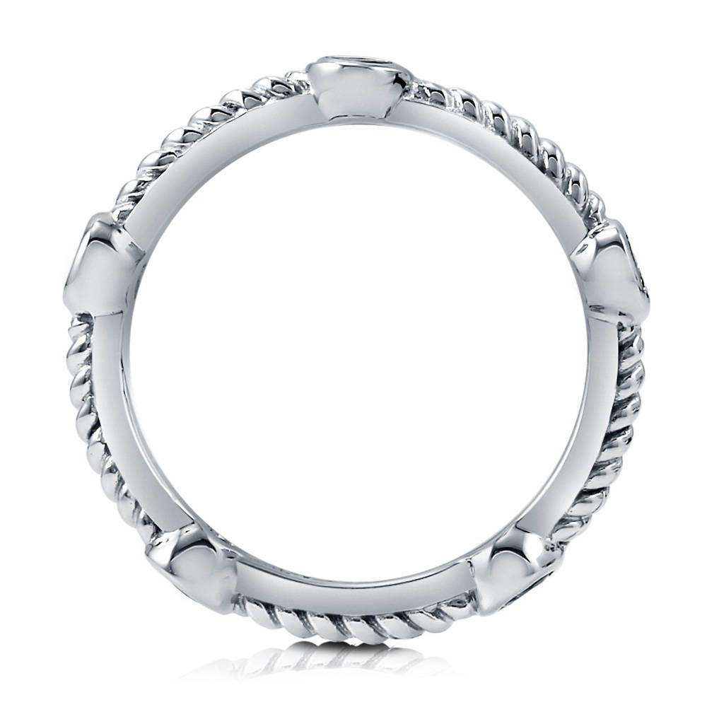 Angle view of Bubble Cable Emerald-Green CZ Band in Sterling Silver, 3 of 5