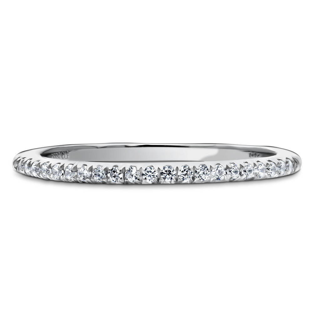 Micro Pave Set CZ Half Eternity Ring in Sterling Silver