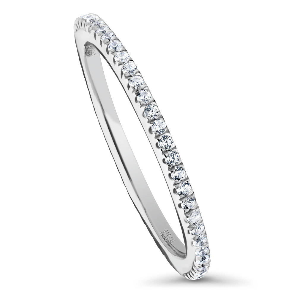 Front view of Pave CZ Eternity Ring in Sterling Silver, 4 of 7