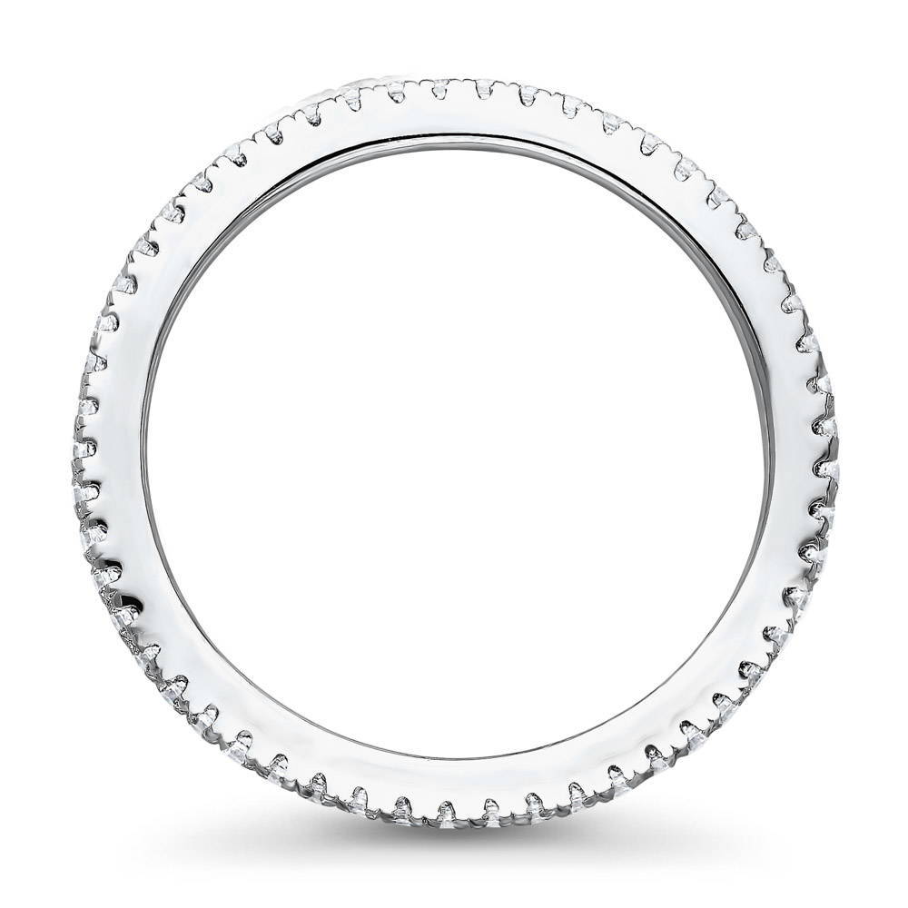 Angle view of Pave CZ Eternity Ring in Sterling Silver, 5 of 7