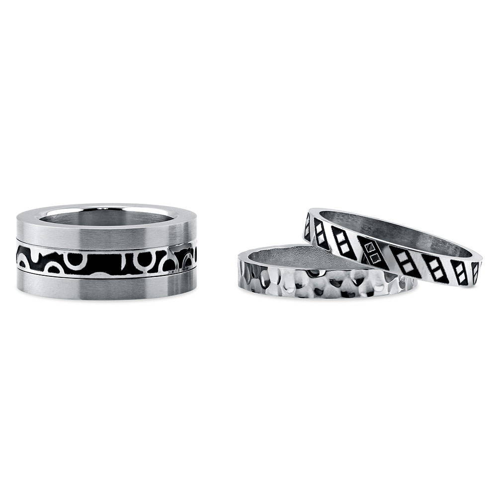 Front view of Hammered Band in Stainless Steel, 2 of 5