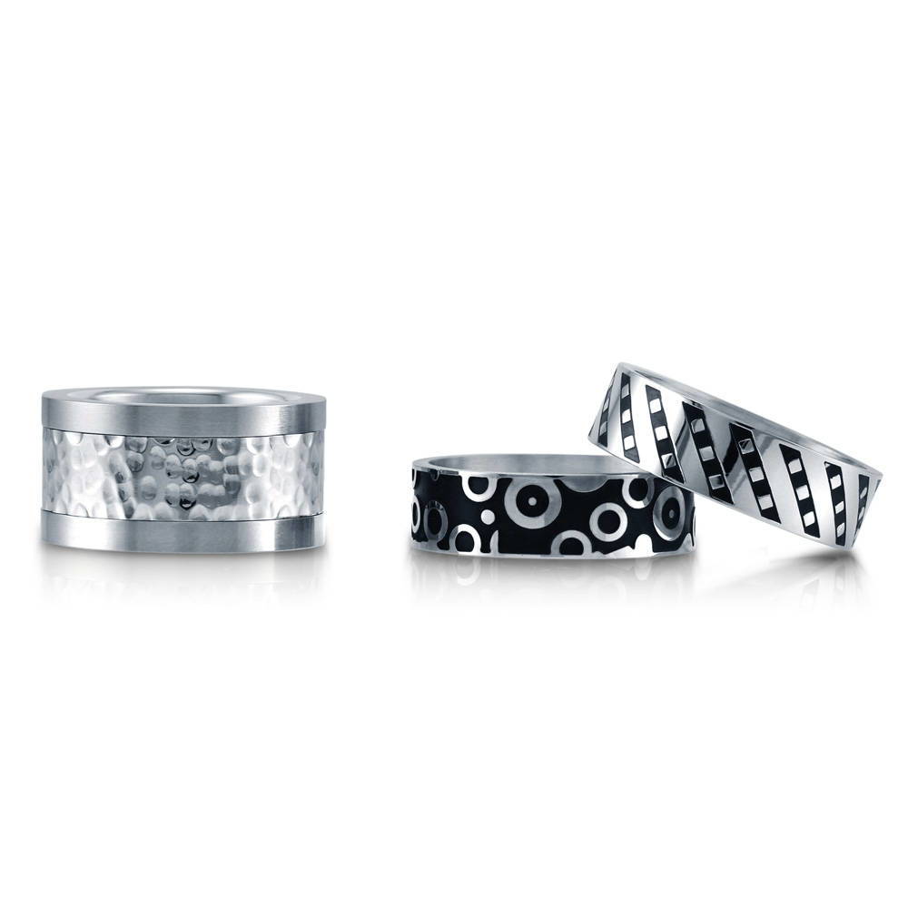 Front view of Hammered Band in Stainless Steel, 2 of 5
