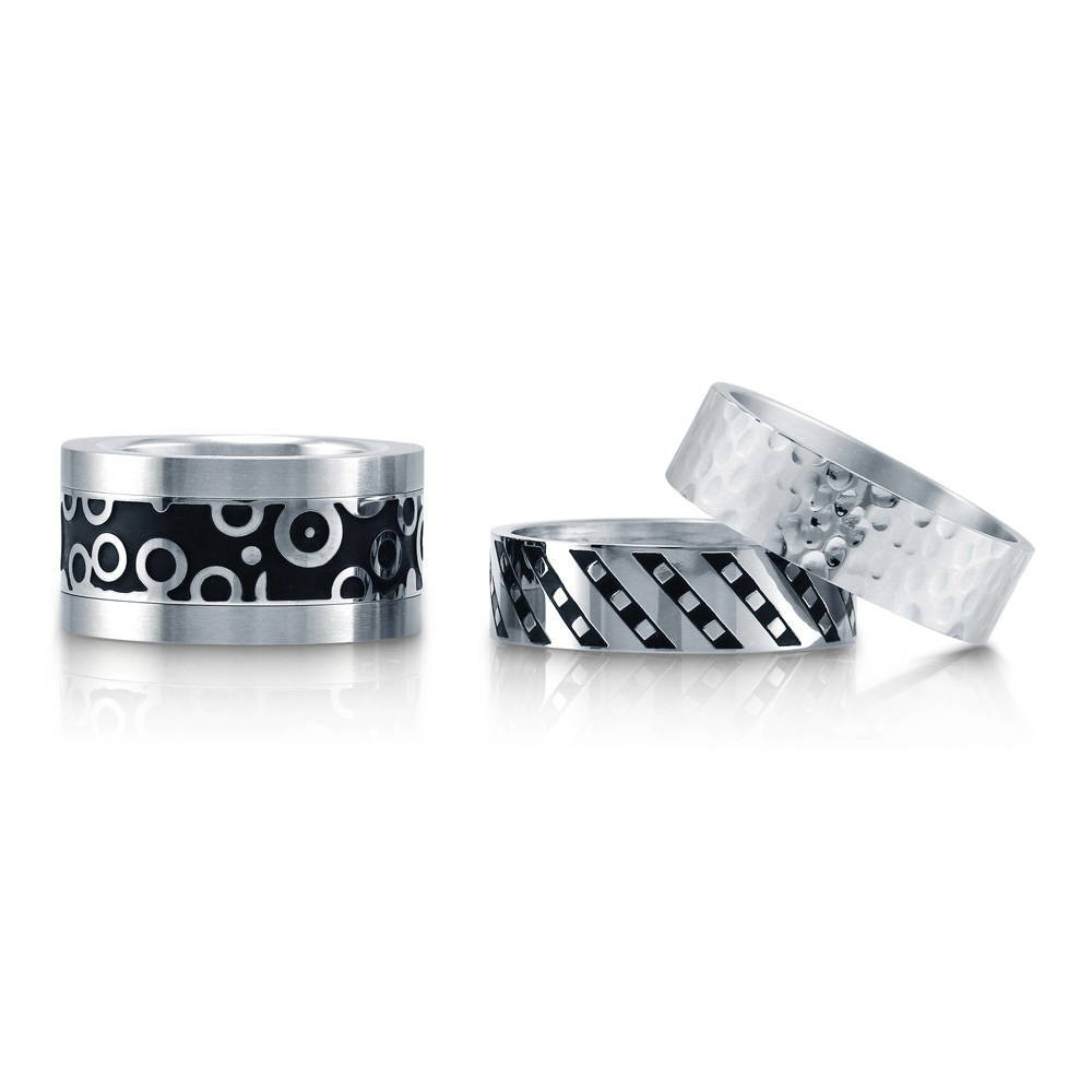 Alternate view of Hammered Band in Stainless Steel, 1 of 5