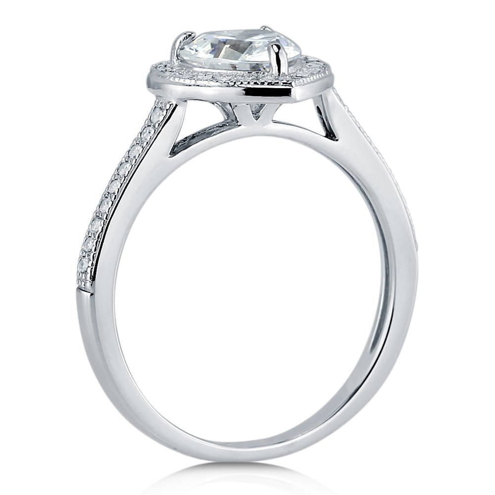 Alternate view of Halo Heart CZ Ring in Sterling Silver, 6 of 7