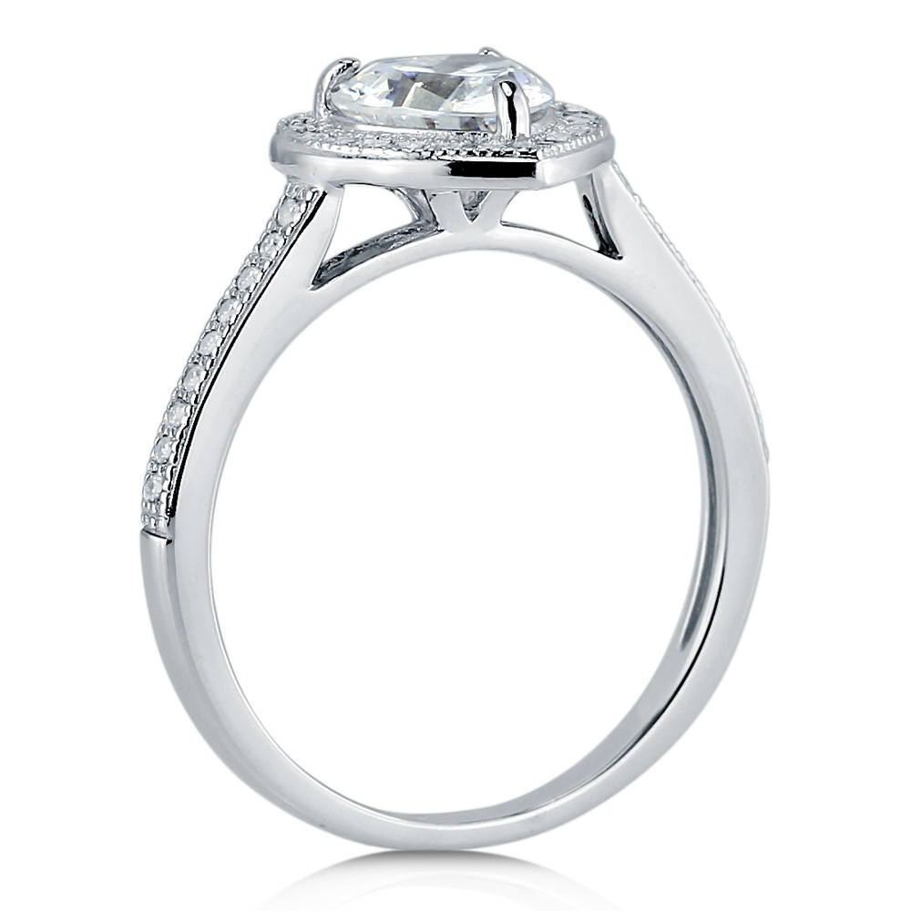 Halo Heart Heart CZ Ring in Sterling Silver