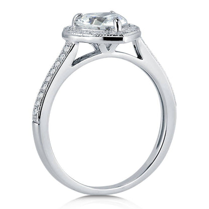 Halo Heart Heart CZ Ring in Sterling Silver