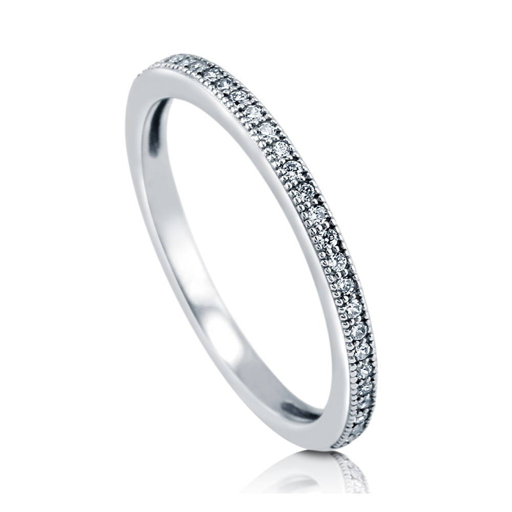 Front view of Pave CZ Eternity Ring in Sterling Silver, 3 of 6