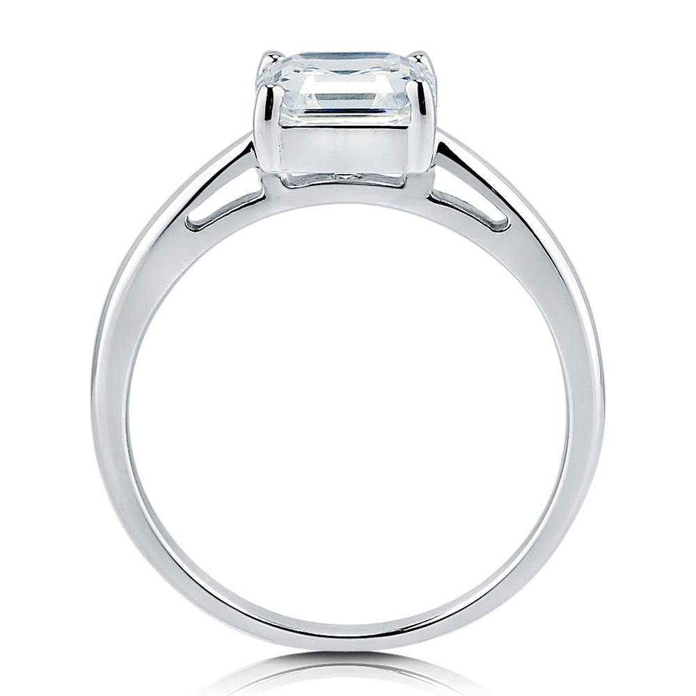 Solitaire 2ct Asscher CZ Ring in Sterling Silver