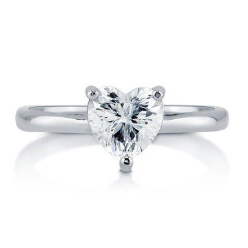 Solitaire 1.1ct Heart CZ Ring in Sterling Silver