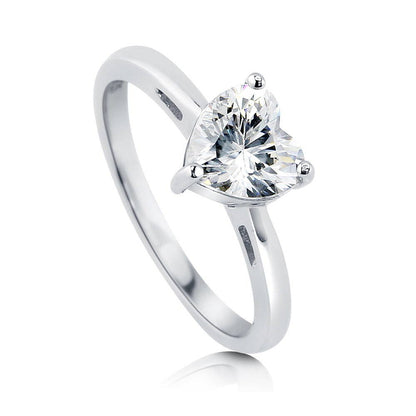 Solitaire Heart 1.1ct Heart CZ Ring in Sterling Silver
