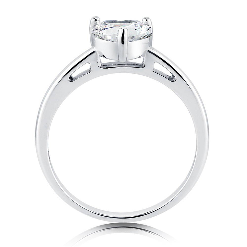 Alternate view of Solitaire Heart 1.1ct Heart CZ Ring in Sterling Silver, 6 of 7